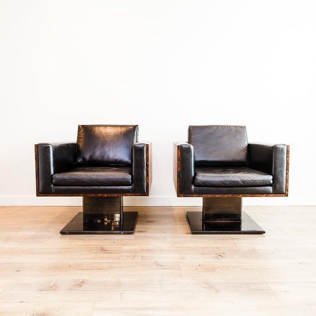 Mid-Century Modern 1970s Warren Platner Attributed Cube Lounge Chairs in Walnut Burl For Sale - Image 3 of 15