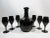 1970s Midcentury All Black Glass Wine Decanter & Goblets Set- 7 Pieces For Sale - Image 9 of 9
