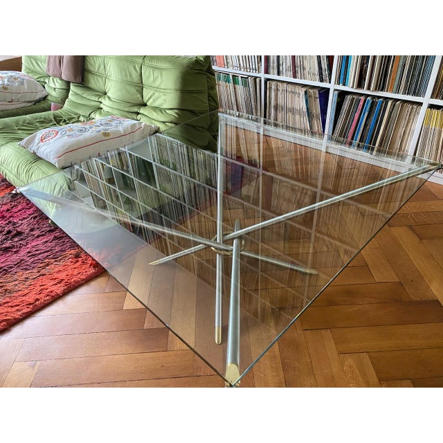 Coffee Table in Glass, Metal and Brass from Draenert, 1970s For Sale - Image 18 of 18