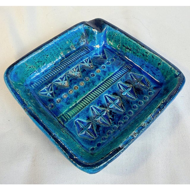 Mid-Century Modern Vintage Bitossi Rimini Blue Ceramic Ashtray by Aldo Londi, Italy For Sale - Image 3 of 8