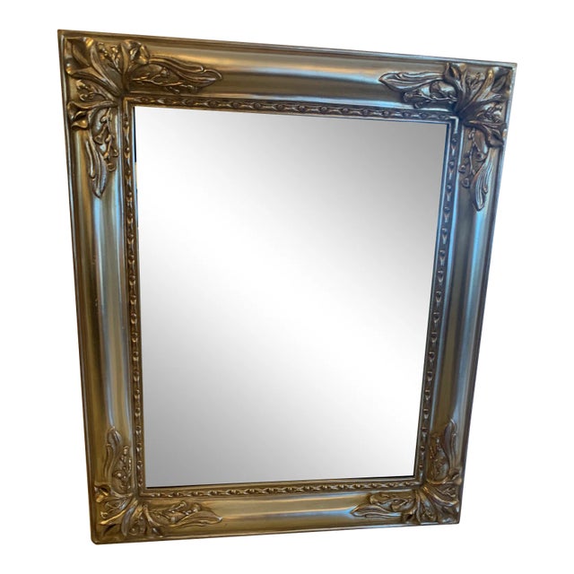 Italian Silver Giltwood Mirror With Calla Lily Decoration For Sale