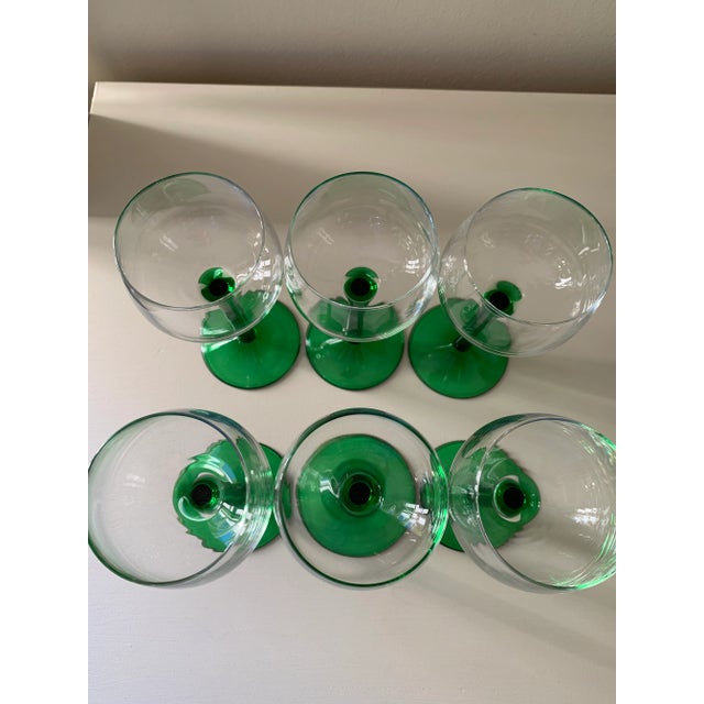 Mid 20th Century 1970s Green French Luminarc Cordial Glassware- Set of 6 For Sale - Image 5 of 8