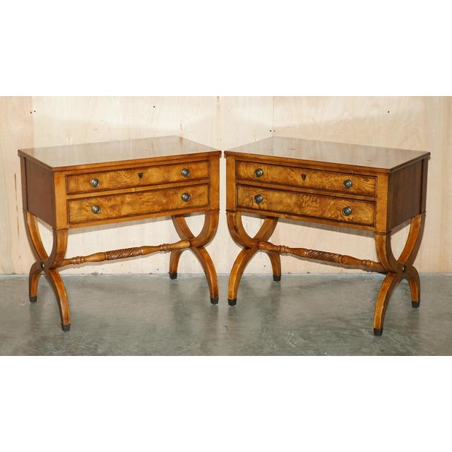 Tuscan Neoclassic Townhouse Sideboards in Burr Oak from Ethan Allen, Set of 2 For Sale - Image 3 of 18