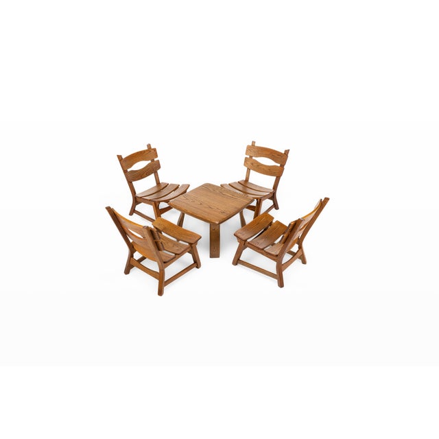 Set of four lounge chairs and coffee table designed by dittmann & co for awa, the netherlands 1960s. The lounge chairs are...