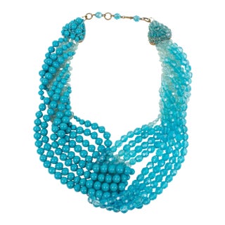 Coppola E Toppo Blue Crystal Drapery Necklace For Sale
