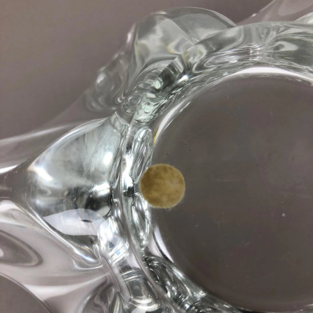 Large French Floral Crystal Glass Shell Bowl from Art Vannes, France, 1970s For Sale - Image 17 of 18