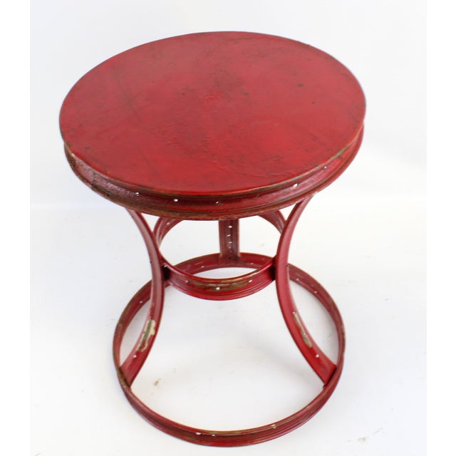 Round Red Side Table For Sale - Image 9 of 10