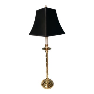 Late 20th Century Brass Twist Candlestick Style Buffet Table Lamp For Sale