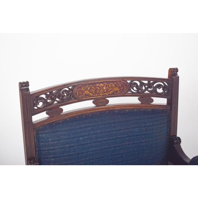 English Ladys Chair in Blue Upholstery For Sale - Image 11 of 15