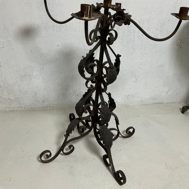 Early 20th Century Antique Wrought Iron Candelabra For Sale - Image 5 of 5