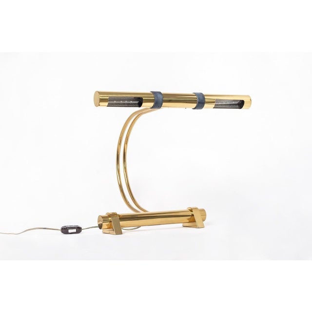 1970s Vintage Postmodern Tubular Brass Table Lamp by Casella Lighting 1970s For Sale - Image 5 of 11
