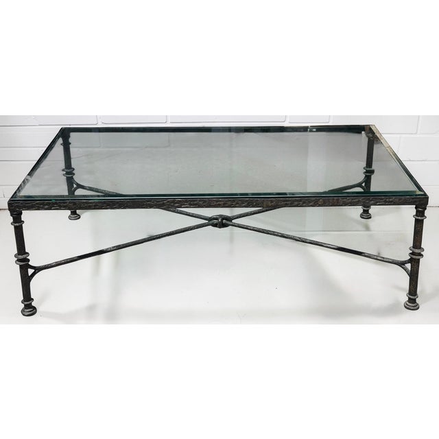 Paul Ferrante Diego Giacometti Painted Wrought Iron Cocktail Table With Glass by Paul Ferrante For Sale - Image 4 of 7