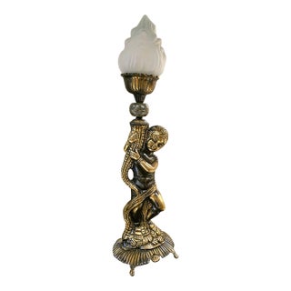 Baroque Style Cherub Table Lamp With Gilt Bronze Finish For Sale