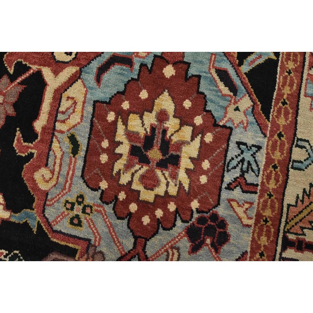 Heriz Rug 5’11” X 8’9” Black Wool Vintage Traditional Hand-Knotted Carpet For Sale - Image 4 of 15