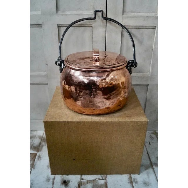 Black Victorian Polished Copper & Iron Cooking Pot For Sale - Image 8 of 14