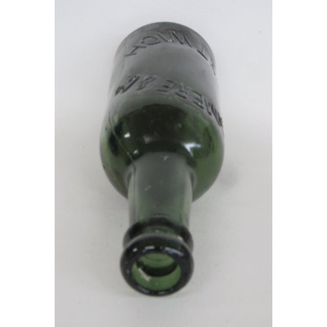 Glass Pickmere and Co Nantwich Blown Glass Bottle Empty Green Embossed Vessel 5122b For Sale - Image 7 of 12