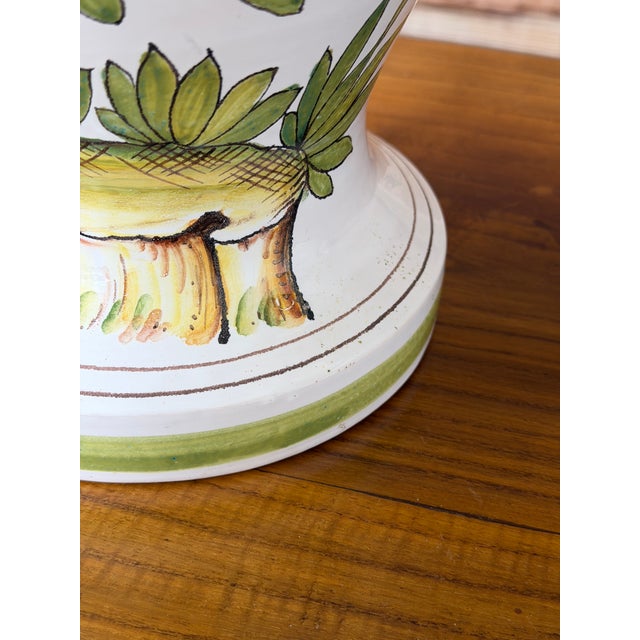 Vintage Hand-Painted Italian Glazed Pottery Table Lamps - a Pair For Sale - Image 9 of 12