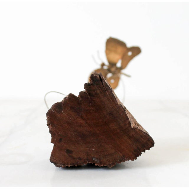 Mid 20th Century Brutalist Bouncing Butterfly on Wood Base For Sale - Image 5 of 6