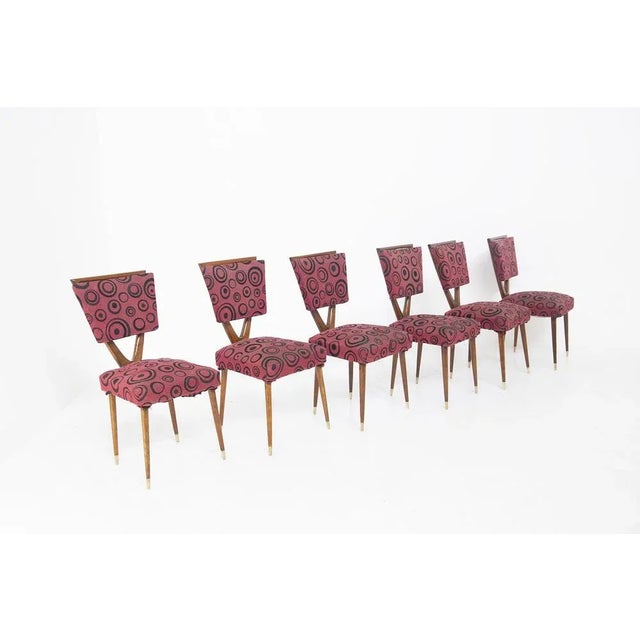 Vintage Red Dining Room Chairs from Gianni Vigorelli, Set of 6 For Sale - Image 9 of 9