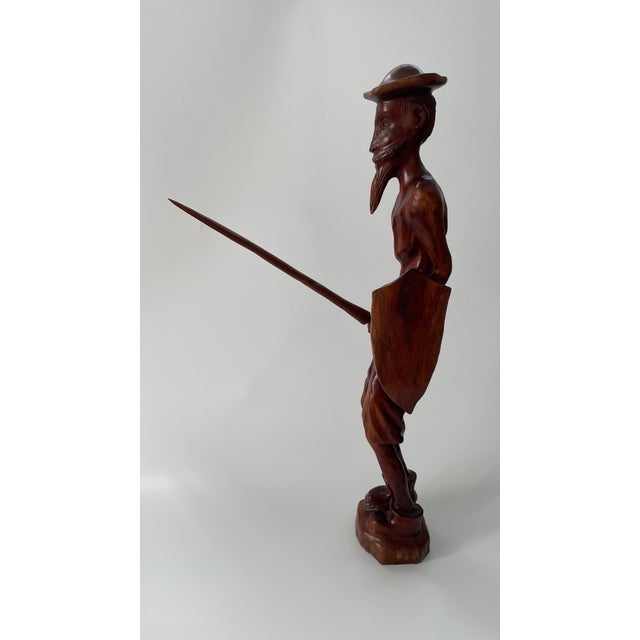 Mid-Century Modern Vintage Don Quixote Wood Carving Sculpture For Sale - Image 3 of 15