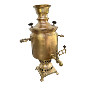 Antique Romanov Era Imperial Russian Tula Samovar – Rare Three-Lion Crest – Brass/Tombac – C. 1890-1910