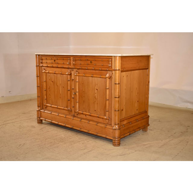 19th Century 19th Century Faux Bamboo Buffet With Marble Top For Sale - Image 5 of 10