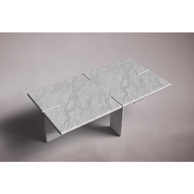 Luna Rectangular Italian Carrara Marble Coffee Table 55" For Sale - Image 4 of 5
