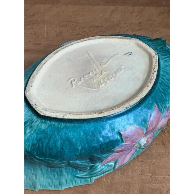 Ceramic Vintage Roseville Green Clematis Ceramic Bowl For Sale - Image 7 of 12