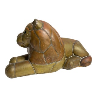 Vintage Mixed Metal Mexican Attributed Sergio Bustamante Lion Sculpture For Sale