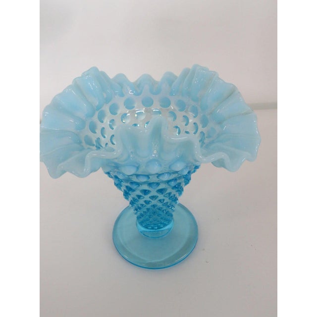 Fenton Hobnail Aqua Blue Opalescent Small Ruffled Vase Chairish