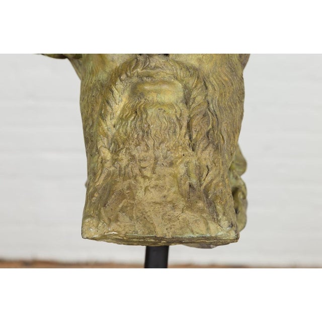 Verdigris Bronze Hermes Bust Sculpture For Sale - Image 8 of 12