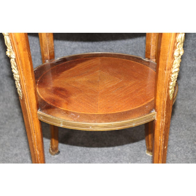 French French Louis XV Style Bronze Mounted Rams Head Marble Top End Table For Sale - Image 3 of 10