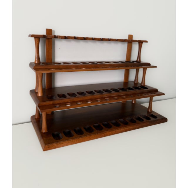 Mid-Century Decatur Industries Walnut 36-Pipe Display Rack For Sale In Raleigh - Image 6 of 12