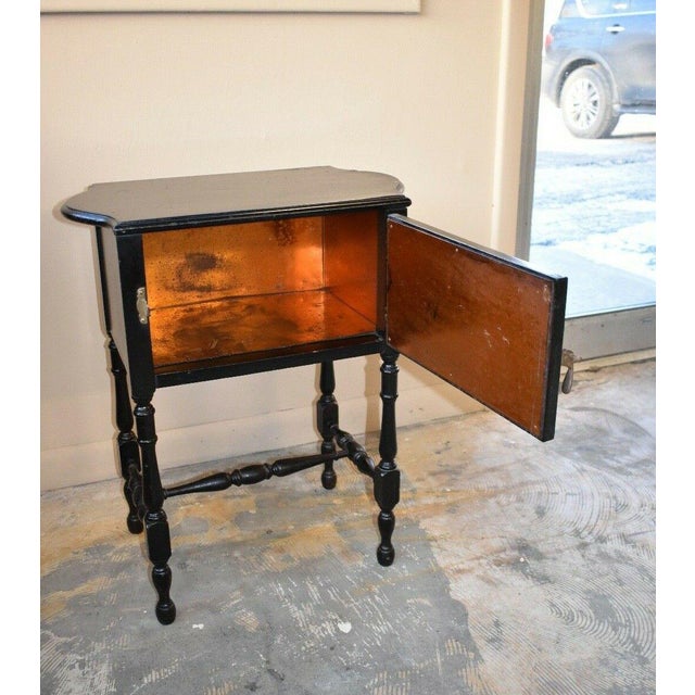 Antique Black Copper Lined Smoke Stand Humidor Table Chairish