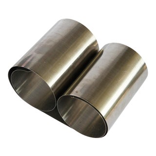 Mid Century Modern Brushed Steel Roll Up Book Ends For Sale