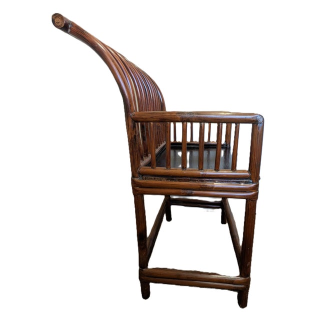 This beautiful art piece features a lacquered seating base, slatted back, and arms. It's assembled with the traditional...