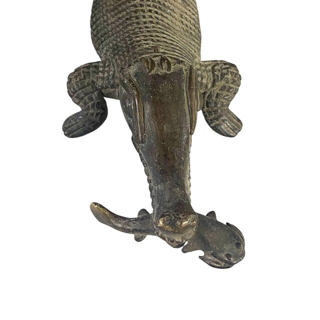 Metal Vintage Bronze Ashanti Akan of a Crocodile /Shark Ivory Coast For Sale - Image 7 of 7