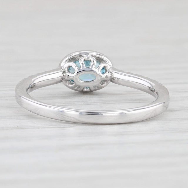 2020s New 0.72ctw Blue Zircon Diamond Ring 14k White Gold Size 6.25 Oval Engagement For Sale - Image 5 of 8