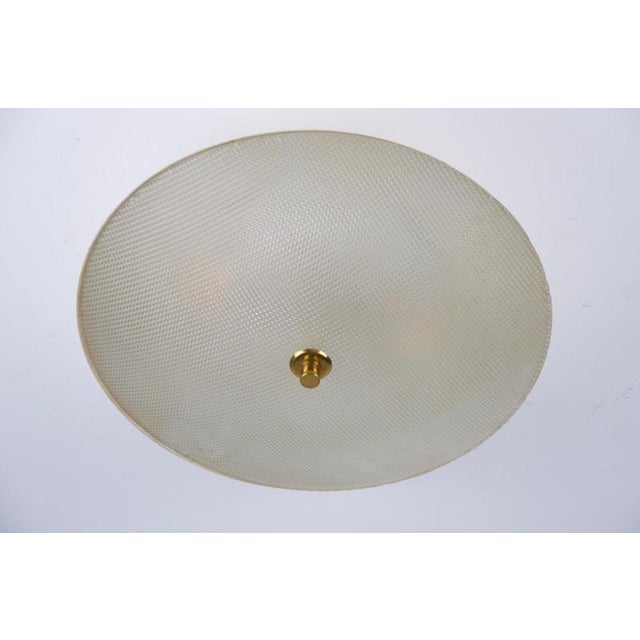 Mid-Century Modern Round Brass and Glass Flush Mount from Stilnovo, Italy, 1960s For Sale - Image 3 of 9
