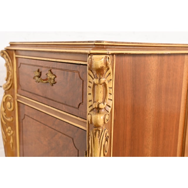 Antique French Provincial Louis XV Walnut and Parcel Painted Nightstand, Circa 1920s For Sale In South Bend - Image 6 of 12