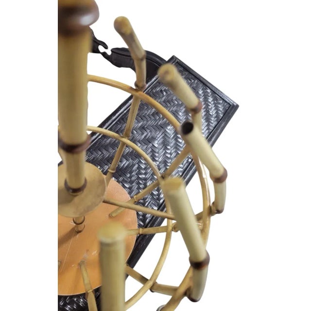 1980s Vintage Metal Faux Bamboo Cage Regency Style Table Lamp For Sale - Image 5 of 10