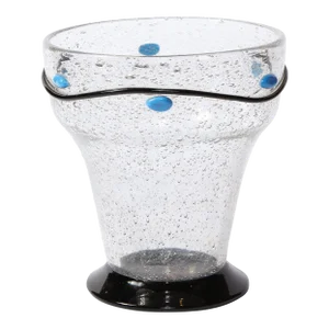 Art Deco Handblown Vase W/ Blue Ovoid & Black Curvilinear Detailing Signed Daum