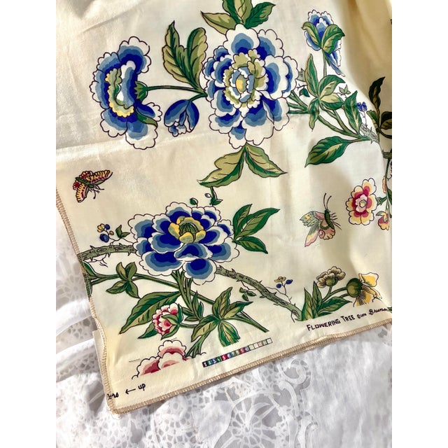 Vintage 1976 Flowering Tree Brunschwig & Fils , Inc Hand Print Fabric 44” X 50” For Sale - Image 9 of 12