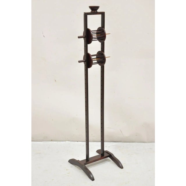 Antique American Primitive Mahogany Handmade Wool Winder Spool Thread Stand For Sale - Image 10 of 10