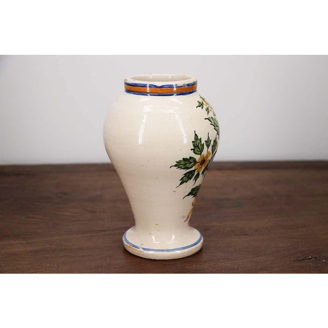 Antique White 19th Century Portuguese Floral Vase, Earthenware, Faience For Sale - Image 8 of 12