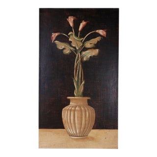 Oil Painting on Burlap of Lily Flowers For Sale