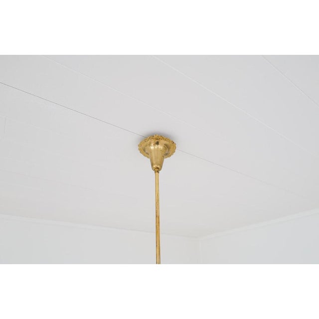 Mid-Century Chandelier Lamp in Brass and Glass from Sario, Finland, 1950s For Sale - Image 16 of 18