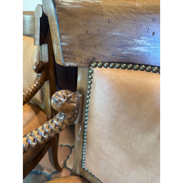 Old Leather Chairs - A Pair For Sale - Image 10 of 12