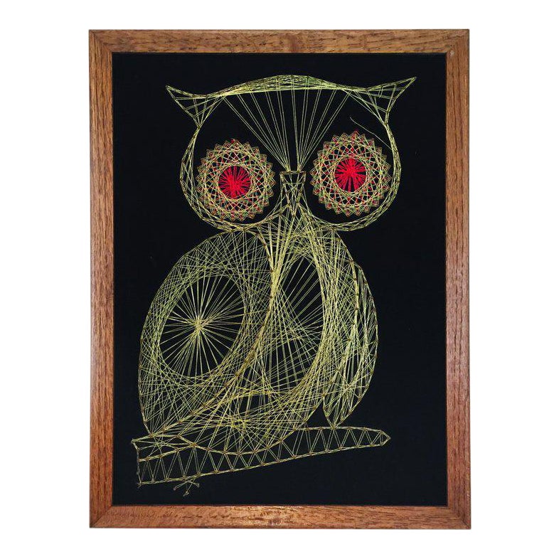 Framed Metallic Owl String Art Chairish