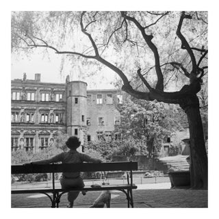 Woman on Bench in Front of Heidelberg Castle, Germany 1936, Printed 2021 For Sale